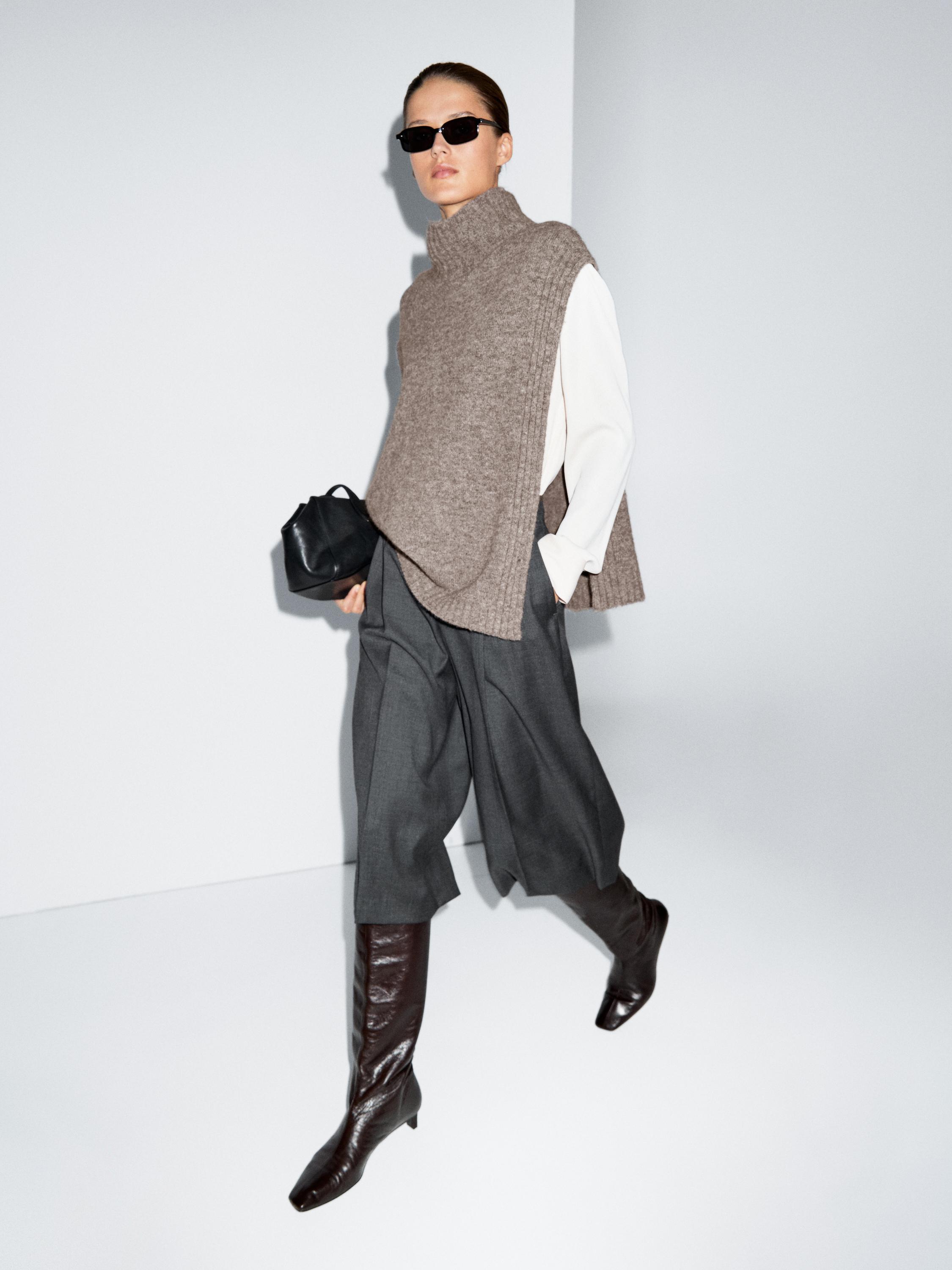 Bermuda long à pinces 100 % laine